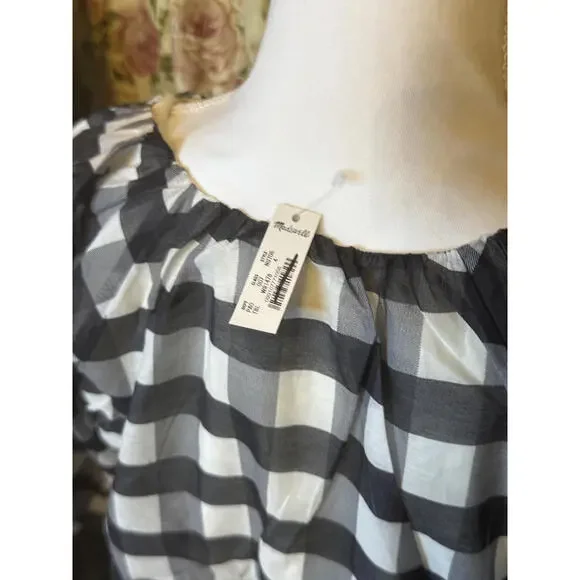 NWT! Madewell Black and White Bubble Sleeve Women's Top Size 4 - Picture 6 of 8